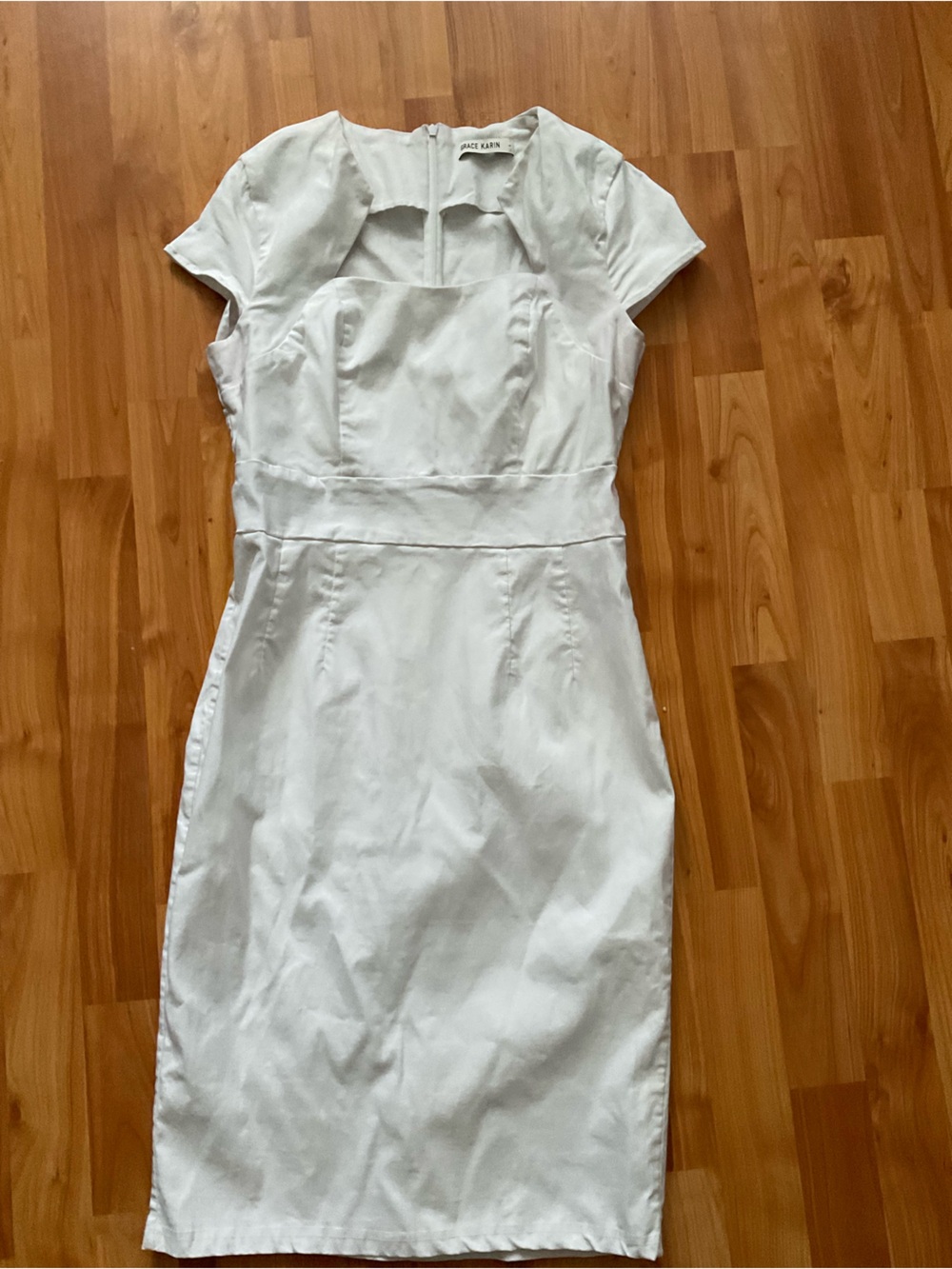 Grace Karin White Short-Sleeve Sheath Dress